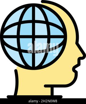 Symbol für globale menschliche Fähigkeiten. Umriss globale menschliche Fähigkeiten Vektor Symbol Farbe flach isoliert Stock Vektor
