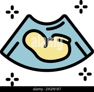 Ultraschallbildsymbol für Babys. Kontur Baby Ultraschall Bild Vektor Symbol Farbe flach isoliert Stock Vektor