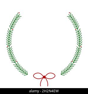 Niedliche Cartoon Tanne Zweige Rahmen Vektor Kunst Stock Vektor