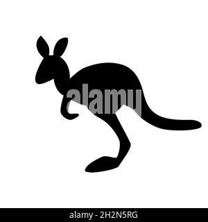 Känguru Silhouette isoliert auf weißem Hintergrund.Black Känguru Ansicht Seite für Symbol, Zeichen, Logo oder Piktogramm.Australian Wallaby Zeichen.Vektor-Illustration Stock Vektor