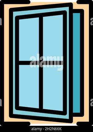 Kreuzfenstersymbol. Kontur Kreuzfenster Vektor Symbol Farbe flach isoliert Stock Vektor