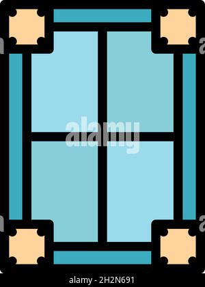 Retro-Fenstersymbol. Kontur Retro-Fenster Vektor Symbol Farbe flach isoliert Stock Vektor