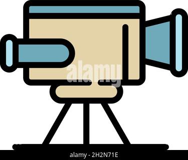 Symbol für die Videokamera für die Hochzeitszeremonie. Skizzieren Hochzeit Zeremonie Video Kamera Vektor Symbol Farbe flach isoliert Stock Vektor