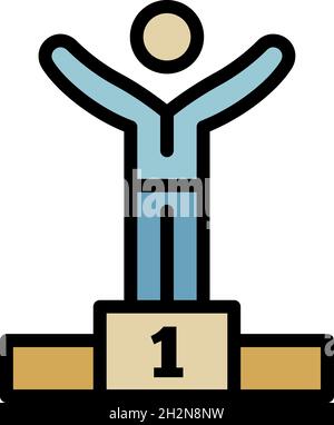 Symbol für das Siegerpodium. Outline Gewinner Podium Vektor Symbol Farbe flach isoliert Stock Vektor