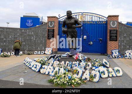 Die Dixie Dean Statue vor dem Goodison Park Stockfoto