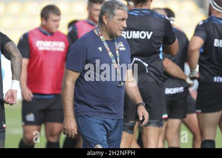 Parma, Italien. Oktober 2021. Michael Bradley (Zebre) während des Zebre Rugby Club gegen Edinburgh, United Rugby Championship Spiel in Parma, Italien, Oktober 23 2021 Kredit: Unabhängige Fotoagentur/Alamy Live Nachrichten Stockfoto