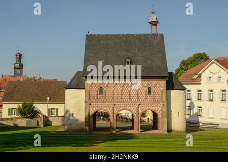 Blick auf die Abtei Lorsch auf Deutschland, UNESCO-Weltkulturerbe Stockfoto