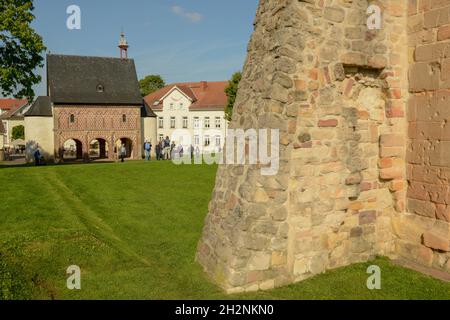 Lorsch, Deutschland - 22. September 2021: Blick in der Abtei Lorsch auf Deutschland, UNESCO-Weltkulturerbe Stockfoto