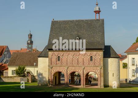 Blick auf die Abtei Lorsch auf Deutschland, UNESCO-Weltkulturerbe Stockfoto