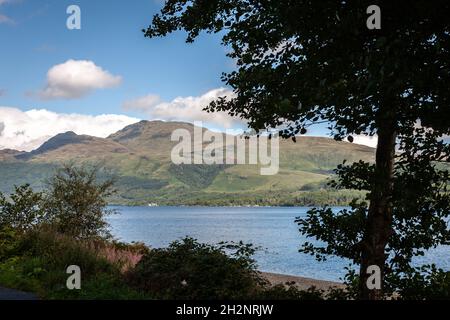 Blick auf Ben Lomond, Luss, Loch Lomond, Argyll und Bute, Schottland Stockfoto