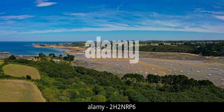 Luftaufnahme der anse von Terenez an der Küste der Rüstung in der bretagne Stockfoto