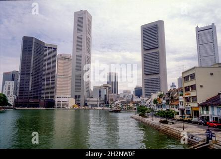 Die Singapore Waterfront im Jahr 1988 Stockfoto