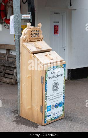 Crab Line Recycling Station in Stoke Gabriel, Devon, England, Vereinigtes Königreich. Stockfoto