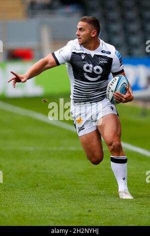 23. Oktober 2021; Mattioli Woods Welford Road Stadium, Leicester, England; Gallagher Premiership Rugby, Leicester Tigers versus Sale Sharks; Rohan Janse van Rensburg von Sale Sharks Stockfoto