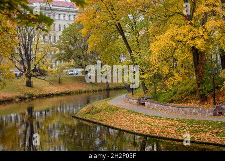 RIGA, LETTLAND. Oktober 2021. Herbst im Park. Stockfoto