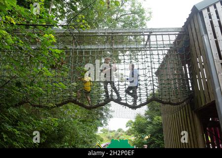 Ninja Zone Woodlands Familienthemenpark, Totnes, Devon, England, Vereinigtes Königreich. Stockfoto