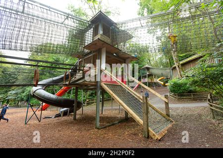 Ninja Zone Woodlands Familienthemenpark, Totnes, Devon, England, Vereinigtes Königreich. Stockfoto