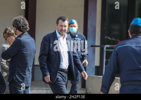 Palermo, Italien. Oktober 2021. Open-Arms-Prozess: Matteo Salvini in Palermo (Foto: Antonio Melita/Pacific Press) Quelle: Pacific Press Media Production Corp./Alamy Live News Stockfoto