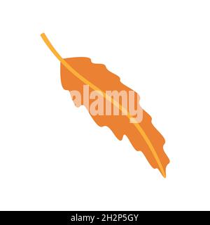 Orange gefallenes Blatt. Herbst Cliparts für Halloween, Erntedankfest, Erntetag, saisonales Fest. Niedliche Cartoon flache Ikone. Herbstliches Element, Objekt, Element Stock Vektor