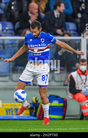 Genua, Italien. Oktober 2021. ANTONIO CANDREVA (Sampdoria) während der UC Sampdoria vs Spezia Calcio, Italienische Fußballserie A Spiel in Genua, Italien, Oktober 22 2021 Kredit: Unabhängige Fotoagentur/Alamy Live Nachrichten Stockfoto