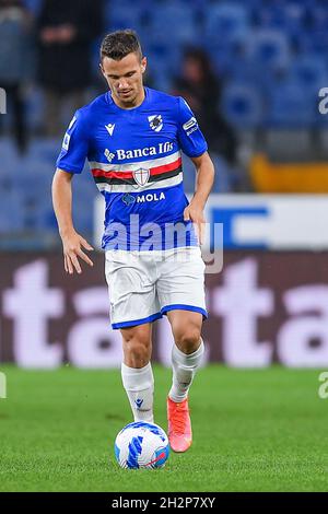 Genua, Italien. Oktober 2021. Valerio Verre (Sampdoria) während der UC Sampdoria vs Spezia Calcio, Italienische Fußballserie A Spiel in Genua, Italien, Oktober 22 2021 Kredit: Unabhängige Fotoagentur/Alamy Live Nachrichten Stockfoto