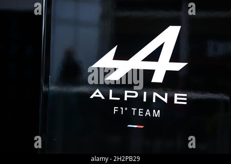 Alpine F1 A521, Logo-Illustration während des Formel 1 Aramco United States Grand Prix 2021, 17. Lauf der FIA Formel 1 Weltmeisterschaft 2021 vom 21. Bis 24. Oktober 2021 auf dem Circuit of the Americas, in Austin, Texas, USA - Foto: Antonin Vincent/DPPI/LiveMedia Stockfoto