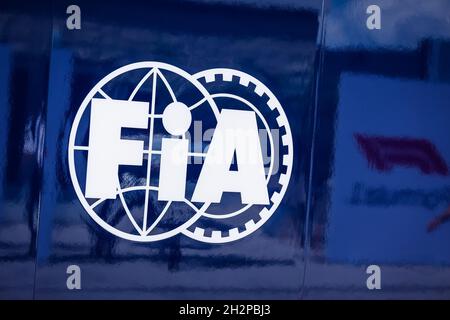 FIA-Logo, Illustration während des Formel 1 Aramco Grand Prix der Vereinigten Staaten 2021, 17. Lauf der FIA Formel 1-Weltmeisterschaft 2021 vom 21. Bis 24. Oktober 2021 auf dem Circuit of the Americas, in Austin, Texas, USA - Foto: Antonin Vincent/DPPI/LiveMedia Stockfoto