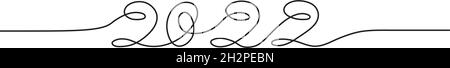 2022 eine fortlaufende Linie Art Zeichnung einfache Hand gezeichnete Jahreszahl, editierbare Vektor-Illustration Stock Vektor
