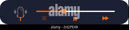 Media-Player-Schnittstelle für Software-App mit Tasten, Ladeanzeige und Mikrofon. Vektordarstellung des Bedienfelds in flacher Ausführung Stock Vektor