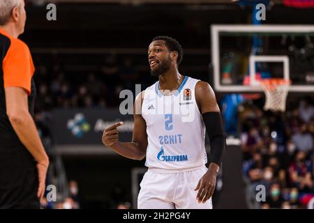 Jordan Loyd von Zenit St. Petersburg während des EuroLeague-Basketballspiels der Turkish Airlines zwischen dem FC Barcelona und Zenit St. Petersburg am 22. Oktober 2021 im Palau Blaugrana in Barcelona, Spanien - Foto: Javier Borrego/DPPI/LiveMedia Stockfoto