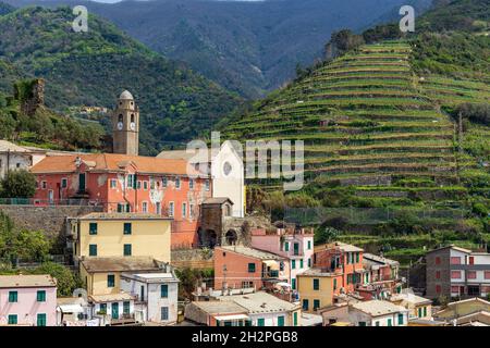 ITALIEN, LIGURIE, NATIONALPARK CINQUE TERRE WELTKULTURERBE DER UNESCO, VERNAZZA Stockfoto