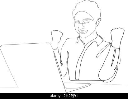 Aufgeregt glückliche Geschäftsfrau oder Mädchen Stock Vektor