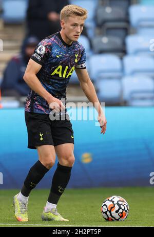 Manchester, England, 23. Oktober 2021. Harvey White von Tottenham während des Spiels der Professional Development League im Academy Stadium in Manchester. Bildnachweis sollte lauten: Darren Staples / Sportimage Stockfoto