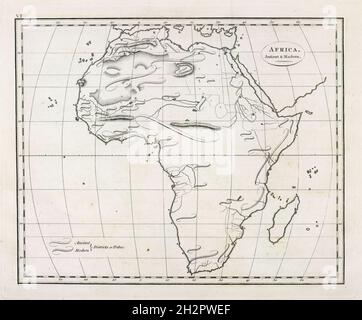 Vintage-Karte von Afrika; Afrika alt und modern Stockfoto