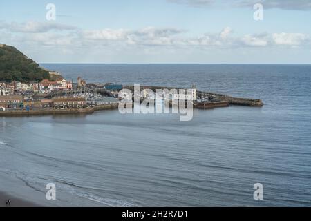 Scarborough, Großbritannien. Oktober 2021. Die Docks in Scarborough, North Yorkshire. Kredit: SOPA Images Limited/Alamy Live Nachrichten Stockfoto