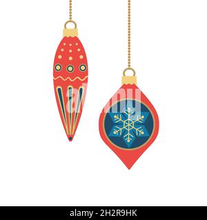 Weihnachten dekorative Kugeln einfache flache Vektor-Symbol Stock Vektor
