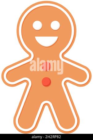 Weihnachts Lebkuchen Mann Cookie. Lebkuchen Mann Urlaub Keks oder Cookie flache Farbe Vektor-Symbol für Lebensmittel-Apps und Websites Stock Vektor