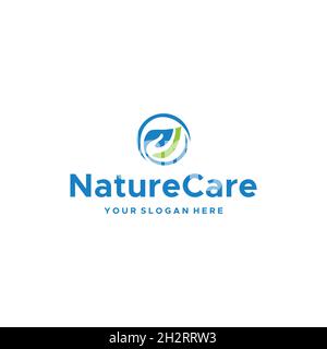 Modernes NatureCare Blätter Pflanzen Arm-Logo-Design Stock Vektor