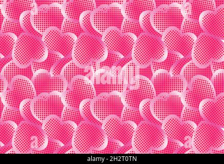 Schönes nahtloses romantisches Muster mit rosa und roten Herzen. Vektor-Illustration für Valentinstag, Baby Ankündigung, Muttertag, Ostern Stock Vektor