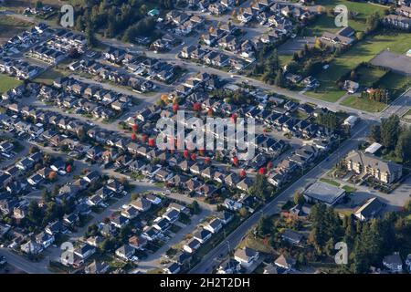 Wohnhäuser in Mission City. Östlich von Greater Vancouver gelegen Stockfoto