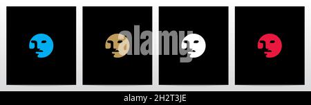 Menschliches Gesicht auf dem Buchstaben Logo Design O Stock Vektor