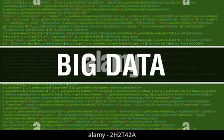 Big Data mit digitalem java-Codetext. Big-Data- und Computer-Software-Coding-Vektor-Konzept. Programmierungsskript java, digitaler Programmcode mit Stockfoto