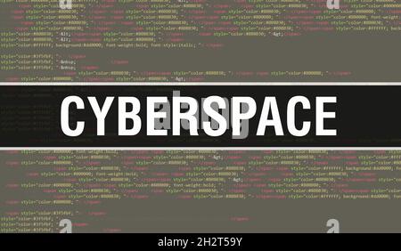 Cyberspace mit Binärcode digitale Technologie Hintergrund. Abstrakter Hintergrund mit Programmcode und Cyberspace. Programmierungs- und Codiertechnik BAC Stockfoto