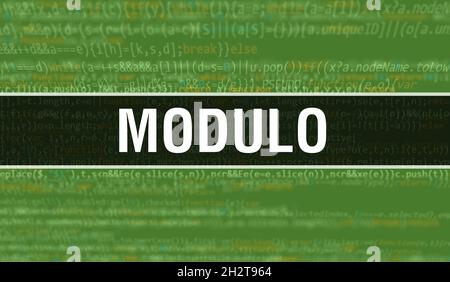 Modulo mit binären Code digitale Technologie Hintergrund. Zusammenfassung Hintergrund mit Programmcode und Modulo. Programmierung und Coding Technologie Hintergrund. Stockfoto