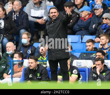 London, Großbritannien. Oktober 2021. 23. Oktober 2021 - Chelsea gegen Norwich City - Premier League - Stamford Bridge Norwich Manager Daniel Farke während des Spiels auf der Stamford Bridge. Bildnachweis: Kredit: Mark Pain/Alamy Live Nachrichten Stockfoto