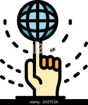 Symbol für die Fähigkeit zur globalen Idee. Skizzieren globale Idee Skill Vektor Symbol Farbe flach isoliert Stock Vektor