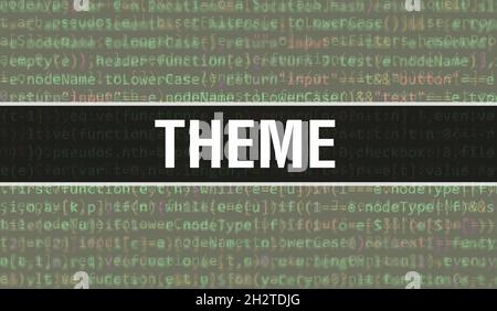 Thema mit Digital java Code Text. Thema und Computer-Software-Codierung Vektor-Konzept. Programmierung Codierskript java, digitaler Programmcode mit Thema Stockfoto