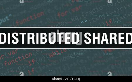 Verteilt gemeinsam mit Binärcode Digital Technology Hintergrund. Abstrakter Hintergrund mit Programmcode und verteilter Freigabe. Programmierung und Codin Stockfoto