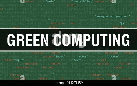 Green Computing mit abstrakter Technologie Binärcode Hintergrund.Digitale Binärdaten und Secure Data Konzept. Software Stockfoto
