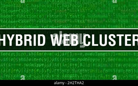 Hybrid Web Cluster Konzept mit zufälligen Teilen des Programmcodes Hybrid Web Cluster Text geschrieben auf Programmiercode abstrakter Technologie Hintergrund von soof Stockfoto